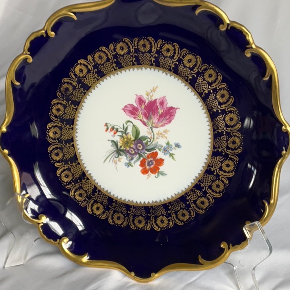 Large Plate JLMENAU Graf Von Henneberg-Porzellan Echt Kobalt